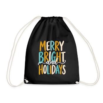 Merry Bright Holidays Weihnachten Retro - Turnbeutel - Schwarz - Vorne
