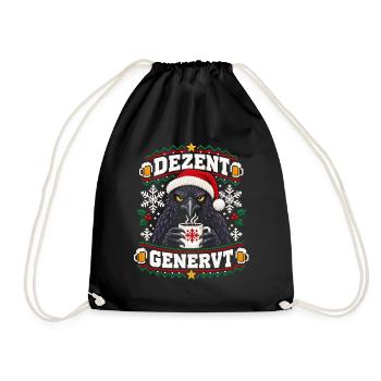 Dezent Genervt | Ugly Christmas Crow - Turnbeutel - Schwarz - Vorne
