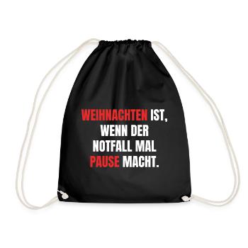 Notfallpause - Turnbeutel - Schwarz - Vorne