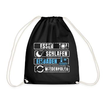 Essen Schlafen Eisbaden Wiederholen - Turnbeutel - Schwarz - Vorne