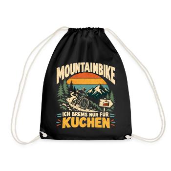 Mountainbike Kuchen Spruch - Turnbeutel - Schwarz - Vorne