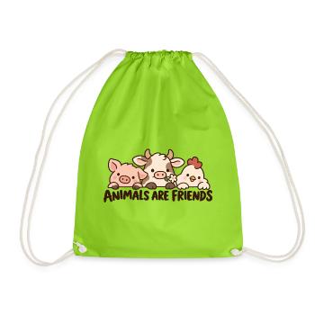 Animals Are Friends Farm Animals - Turnbeutel - Neongrün - Vorne