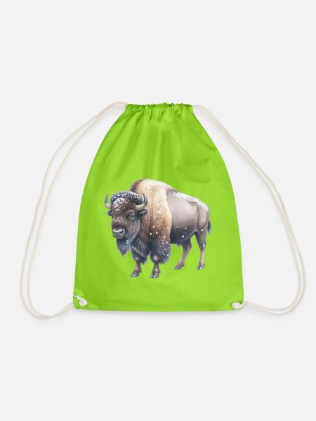 Europäische Bisons im Winter - Turnbeutel - Neongrün