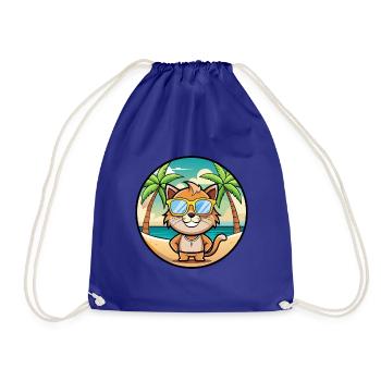 Pixie Bob Cat Breed Cartoon Sunglasses Beach - Drawstring Bag - royal blue - Front