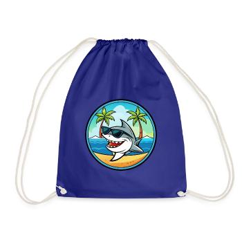 Shark Funny Cartoon Summer Beach Sunglasses Cool - Drawstring Bag - royal blue - Front