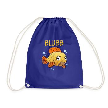 Blubb Goldfisch Süßer Fisch Aquarium Fischchen - Turnbeutel - Königsblau - Vorne