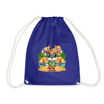 Antelope Funny Cartoon Summer Beach Sunglasses - Drawstring Bag - royal blue - Front