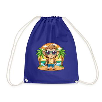 Lunettes de soleil de plage d’été de dessin animé drôle de singe - Sac de sport léger - bleu roi - Devant