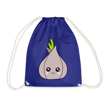 Kawaii Zwiebel Knoblauch Kawaii Gemüse Kawaii Obst - Turnbeutel - Königsblau - Vorne