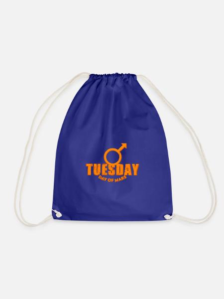 Tuesday Dienstag Mars Wochentage orange used look - Turnbeutel - Königsblau