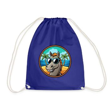 Cheval Drôle Dessin Animé Plage D’été Lunettes De Soleil Cool - Sac de sport léger - bleu roi - Devant