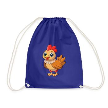 Huhn Niedliches Maskottchen Zeichentrickfigur Kawaii - Turnbeutel - Königsblau - Vorne