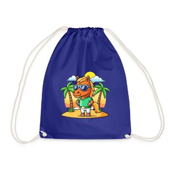 Cheval Drôle Dessin Animé Plage Été Lunettes de soleil - Sac de sport léger - bleu roi - Devant