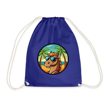 Cheval Drôle Dessin Animé Plage D’été Lunettes De Soleil Cool - Sac de sport léger - bleu roi - Devant