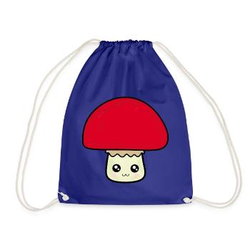 Kawaii Mushroom Kawaii Chibi Kawaii food - Drawstring Bag - royal blue - Front