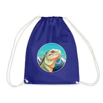 Leguan Aquarell Karikatur Kawaii Haustier Tier Farbe - Turnbeutel - Königsblau - Vorne