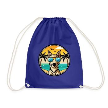 Lurcher Hund Rasse Cartoon Sonnenbrille Strand - Turnbeutel - Königsblau - Vorne