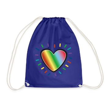 Rainbow Heart Pride Emblem - Drawstring Bag - royal blue - Front