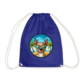 Mexikanische haarlose Hunderasse Cartoon Sonnenbrille Strand - Turnbeutel - Königsblau - Vorne