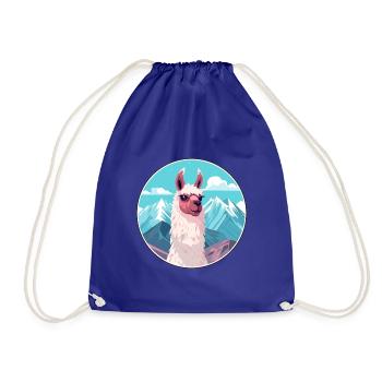 Lama Aquarell Karikatur Kawaii Haustier Tier Farbefu - Turnbeutel - Königsblau - Vorne
