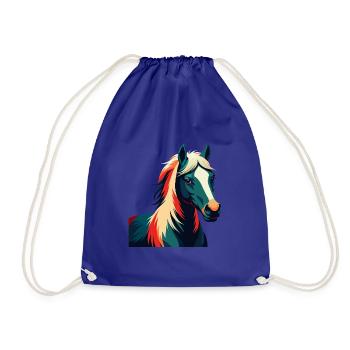 Pony Cartoon Figur Buntes Haustier Tier - Turnbeutel - Königsblau - Vorne