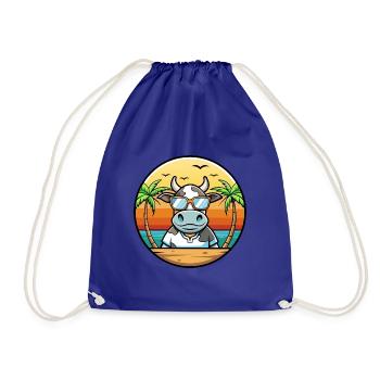 Kuh Lustige Cartoon Sommer Strand Sonnenbrille Aufkleber - Turnbeutel - Königsblau - Vorne