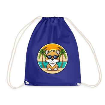 Spielzeug Deutscher Spitz Hund Rasse Cartoon Sonnenbrille Strand - Turnbeutel - Königsblau - Vorne