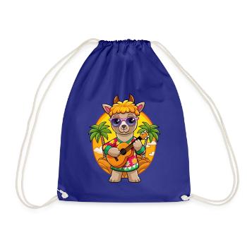 Funny Alpaca Cartoon Summer Beach Sunglasses - Drawstring Bag - royal blue - Front
