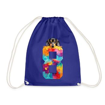 DOG 8 YEAR OLD DACHSHUND 8TH BIRTHDAY - Drawstring Bag - royal blue - Front