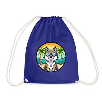 Schwedischer Elchhund Hunderasse Cartoon Sonnenbrille Strand - Turnbeutel - Königsblau - Vorne