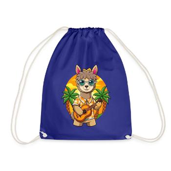 Funny Alpaca Cartoon Summer Beach Sunglasses - Drawstring Bag - royal blue - Front