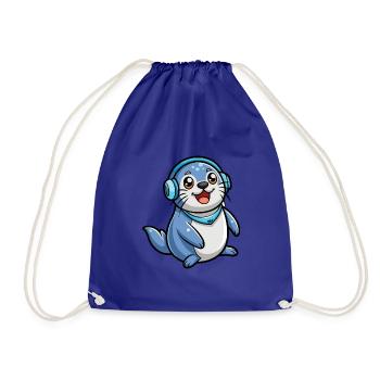 Seal Funny Cartoon Character Musique de casque - Sac de sport léger - bleu roi - Devant