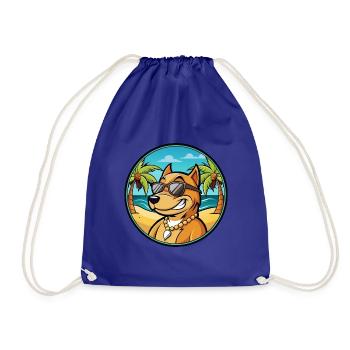 Cordoba Fighting Dog Breed Cartoon Sunglass Beach - Drawstring Bag - royal blue - Front