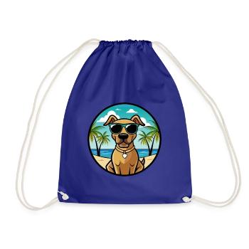 Black Mouth Cur Dog Breed Cartoon Sunglasses Beach - Drawstring Bag - royal blue - Front