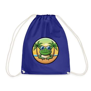 Frosch Lustige Cartoon Sommer Strand Sonnenbrille Aufkleber - Turnbeutel - Königsblau - Vorne
