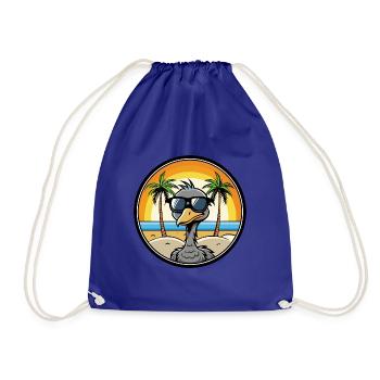 Straußen, Lustig, Cartoon, Sommer, Strand, Sonnenbrille, Cool - Turnbeutel - Königsblau - Vorne