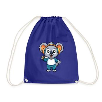 Koala Lustige Cartoon Figur Kopfhörer Musik - Turnbeutel - Königsblau - Vorne