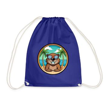 Biber Lustige Cartoon Sommer Strand Sonnenbrille Cool - Turnbeutel - Königsblau - Vorne