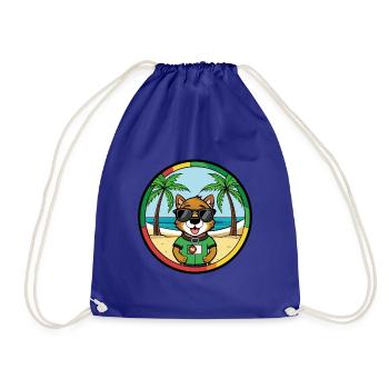 Portuguese Watchdog Breed Cartoon Sunglasses Beach - Drawstring Bag - royal blue - Front