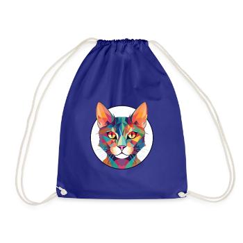 Pixie Bob Katze bunte Aquarell Haustier Illustration - Turnbeutel - Königsblau - Vorne
