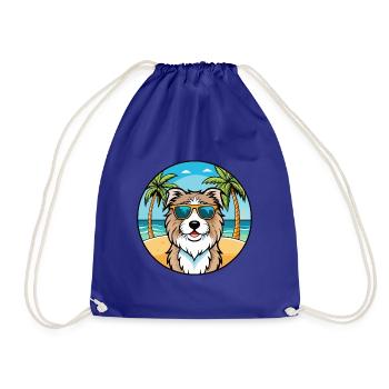 Katalanische Schäferhundrasse Cartoon Sonnenbrille Strand - Turnbeutel - Königsblau - Vorne