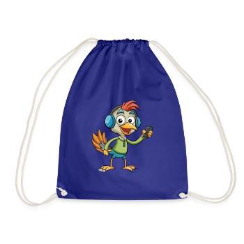 Strauß Lustige Cartoon Figur Kopfhörer Musik - Turnbeutel - Königsblau - Vorne