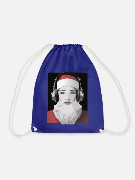 Weihnachtliche Beats - Frau im Weihnachtsmann-Look - Turnbeutel - Königsblau