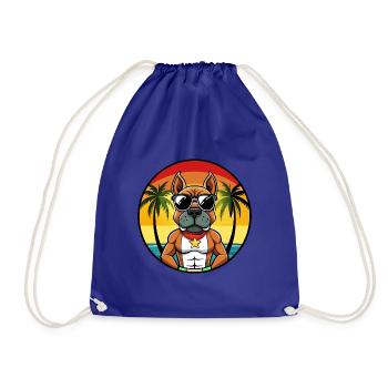 Deutscher Boxer Hund Rasse Cartoon Sonnenbrille Strand - Turnbeutel - Königsblau - Vorne