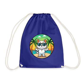 Japanische Bobtail Katzenrasse Cartoon Sonnenbrille Strand - Turnbeutel - Königsblau - Vorne