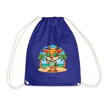 Antelope Funny Cartoon Summer Beach Sunglasses - Drawstring Bag - royal blue - Front