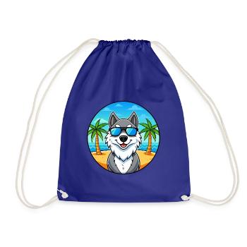Seppala Sibirische Schlittenhunderasse Cartoon Sonnenbrille - Turnbeutel - Königsblau - Vorne