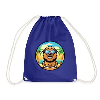 Leonberger Dog Breed Cartoon Sunglasses Beach - Drawstring Bag - royal blue - Front