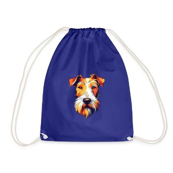 Draht Foxterrier Hunderasse Aquarell Karikatur Kawa - Turnbeutel - Königsblau - Vorne