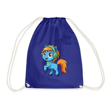 Pony Lustige Zeichentrickfigur Kopfhörer Musik - Turnbeutel - Königsblau - Vorne